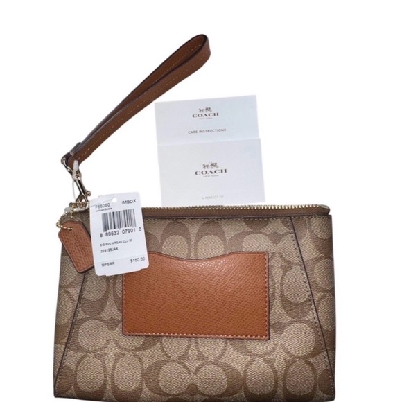 Coach Signature Tan Wristlet Clutch - Picture 9 of 9